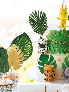 24 Artificial Tropical Palm Leaves To Create A Tropical Party Atmosphere, Including 8 Different Styles: Tropical Leaves, Monstera Leaves, And Jungle Leaves With Stems. Suitable For Hawaiian Luau Parties, Beach Table Decorations, Weddings, Birthday Themed Decorations, Hawaiian Parties, Beach Parties, Baby Showers, Wedding And Birthday Decorations, Gifts, Graduation Ceremonies, And Artificial Plant Decorations. - Green - View 4