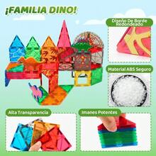 Nasjac Juguete Bloques Magnéticos 3D 54/90 Pzs Juguetes de Construcción Imanes Stem Bloques de Juguete Dinosaurios para Niños Imán Tile Magnética Construcción Regalo para Niños Juguetes Educativo - como en la foto - Ver 6