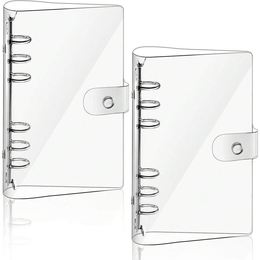 1个A5/A6透明软PVC六孔预算活页夹，可搭配计划本活页夹封面，带保护套，按扣闭合，适用于会议、旅行、办公用品、学习用品（款式随机），不含笔