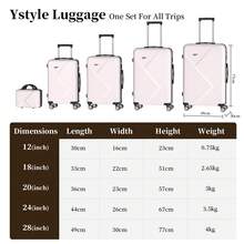 YSTYLE Bộ vali 5 món có nhiều màu sắc khác nhau. Được làm từ chất liệu ABS, có khóa số, bánh xe đa năng êm ái, chiều dài tay cầm có thể điều chỉnh, phù hợp cho du lịch, công tác, và lưu trữ đồ dùng học tập. - trắng đục - Xem 3