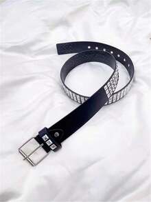 Street 1PC Stylish Punk Style Rivet Decor Versatile Jeans Belt Dress Belt Halloween Summer, School Fall, Autumn, Halloween - 黑色 - 查看 4