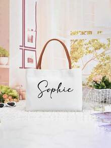 Personalized Bridesmaid Tote Bag/Bride Bag/Beach Tote Bag/Bridesmaid Gift Bag (Customizable Name Print)/Bridesmaid Beach Bag/Wedding Bag/Bridesmaid Gift, Customized Shoulder Bag, Bride Gift, Bridesmaid Gift, Christmas Gift, Mother's Gift, Shopping Bag, Thanksgiving Gift - Multicolor - View 5
