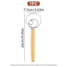 不锈钢丹麦蛋双环打蛋器 | 手动搅拌器，橡木手柄，易于使用，搅拌均匀，适用于面包、糕点、打发奶油，厨房烘焙工具 - 无需用电 - - - 查看 7