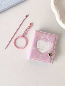 1pc 2-Inch Heart-Shaped Mini Photo Album Keychain, Fits 32 Photos, Hollow Heart Cover Design, Suitable For Fans To Carry Around - Multicolor - View 15