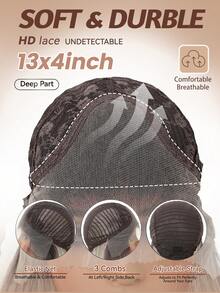 华丽银灰金色13x4高清蕾丝前假发，丝滑直发，自然发际线，耐热合成纤维，打造日常优雅造型，30英寸 - 彩色 - 查看 6