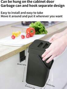 1pc Multi-Function Trash Can, 3L/0.79 Gallon Hanging Garbage Bin, Convenient Kitchen Trash Can, 2-In-1 Wall-Mounted Trash Can, High-Quality Compost Bin, Office Waste Bin, Home Supplies, Kitchen Accessories - Multicolor - View 2