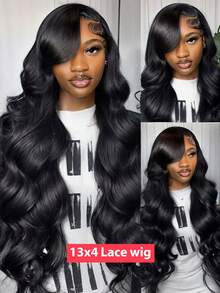 13x6 Lace Front 250% Density Lace Front Wig Human Hair Body Wave Transparent Brazilian Virgin Human Hair Wigs 13x4 Lace Front Wigs Human Hair Pre Plucked With Baby Hair For Women Natural Black 8-42 Inch - Natural Black - 查看 4