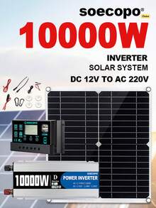 10000W太阳能系统完整套装，包括双12V/24V转110V/220V逆变器、100A控制器和200W太阳能电池板，适用于家庭/露营离网备用电源。 - SEP-11K-D10000 - 查看 3