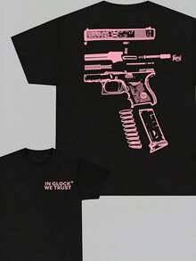 We Trust  Double-Sided Printed-Shirt, Light Pink, Unisex, Men's, Casual Men's Cotton-Shirt. - 黑色 - 查看 2