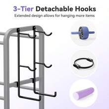 HeavyDuty Home Gym Storage Rack With Hooks And Smooth Wheels For Workout Gear - B0FGGT7YDX - View 2