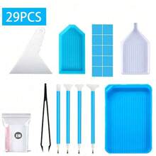 18/29/56-Piece Diamond Painting Tools And Accessories Set, Including Cross-Stitch Tools, Diamond Pens, Tweezers, Drilling Clay, Dot Pens, Plastic Trays And Diamond Painting Accessories - Multicolor - View 2