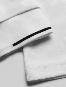 1pc Casual Men's Contrast Trim Quarter Button Collar Long Sleeve Polo Shirt, Suitable For Spring & Autumn, For Golf, For Fall