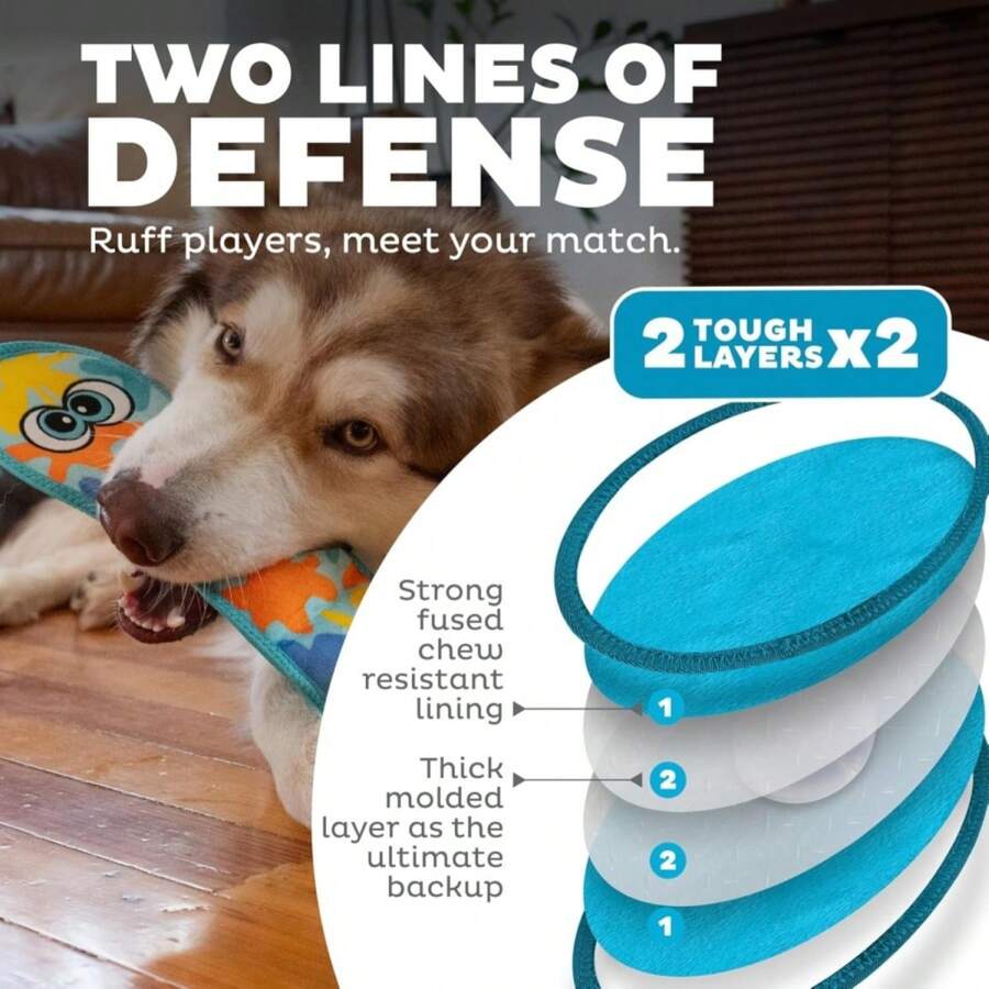 Outward Hound Tough Skinz Durable Squeaky Dog Toy With Two Tough Layers, Snake, Blue, Large - MàuE - Xem 1