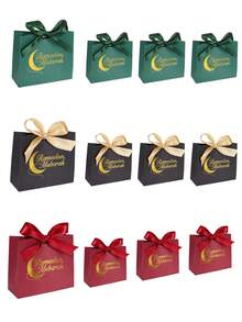 10PCS/1PC/Ramadan Gift Box, Ramadan Ribbon Gift Box Packaging, Can Hold Various Small Items, Eid Al-Adha Packaging Bag, Small Gift Box, Suitable For Festivals, Eid Al-Adha, A Top Choice For Gifting To Friends - Black With Gold Ribbon [Moon Design] - View 1