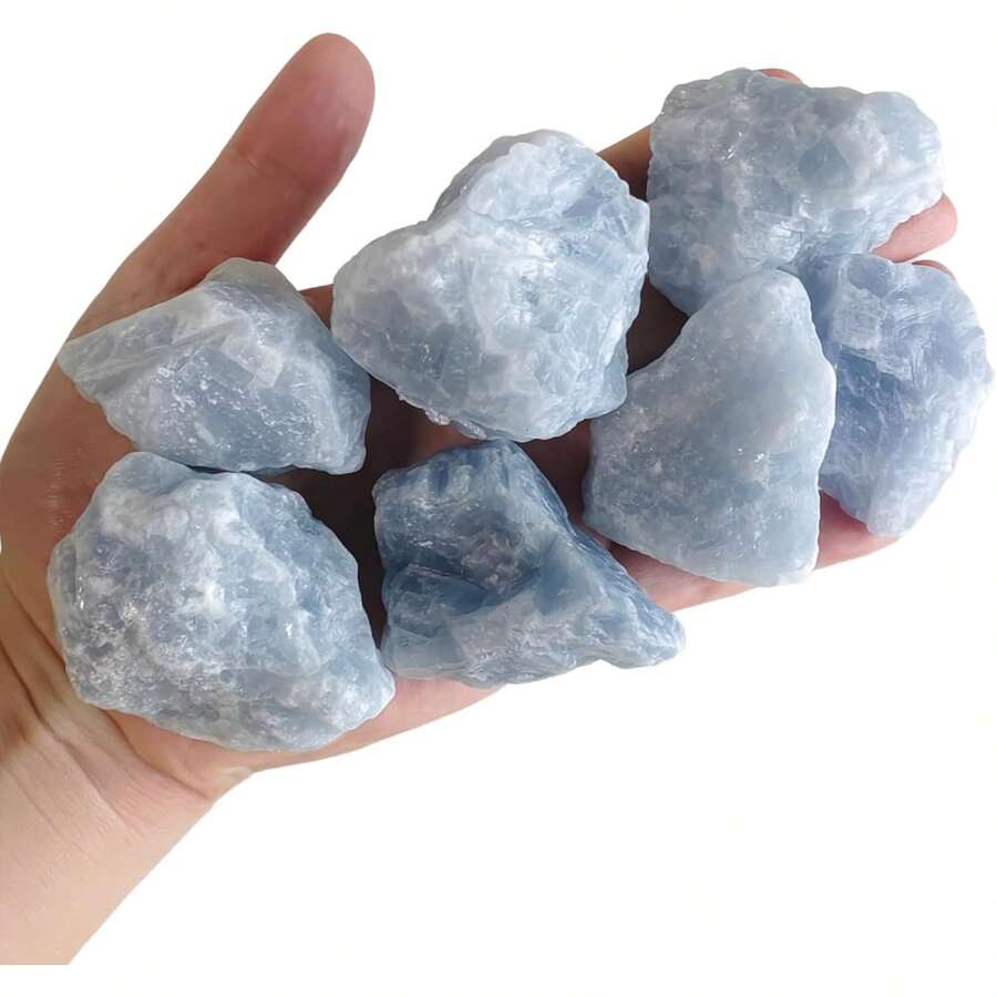 1 Lb Rough Crystals Bulk Healing Stones Tumbling, Wire Wrapping, Wicca Reiki,Meditation - Blue Calcite - View 1