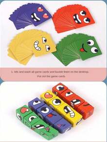 1 Set de Bloques de Construcción de Puzle con Expresiones Faciales Intercambiables, Juego de Mesa, Juguete para 2 Jugadores, Regalo de Juguete de Puzle, Adecuado para Reuniones Familiares - Multicolor - Ver 5