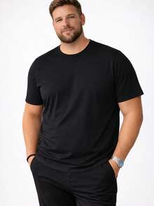 Men's Basic Plain Short-Sleeve T-Shirt Plus Size Summer Loose None Christmas Halloween - 黑色 - 查看 9