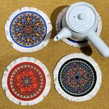 4PCS Bohemian Fringed Fabric Table Pad Coffee Mat For New Year Valentine Ramadan Kitchen Tabletop Decoration - Multicolor - View 7