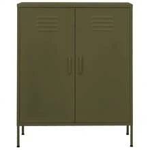vidaXL Armário de rangement verde oliva 80x35x101,5 cm preto - Verde - Ver 3