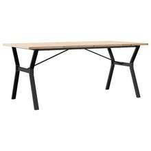 vidaXL Table à manger cadre en Y 180x90x75,5 cm bois pin massif acier - Tabac - Voir 6