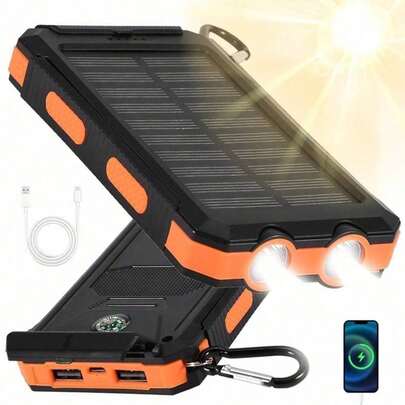 26800mAh Solar Power Bank With USB-C | Waterproof Portable Charger With 4 Outputs For Smartphones & Tablets | External Battery For Camping, Hiking & Emergency Use
