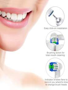 4pcs Toothbrush Replacement Heads, Suitable For 7000/Pro1000/9600/5000/3000/8000 Series, Adult White - Multicolor - View 4