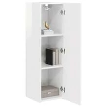 vidaXL Mural de TV Meuble Mural de montagem branco brilhante 30 x 31 x 100 cm - Branco - Ver 3