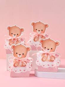 12 pièces Boîtes cadeaux en forme d'ours en peluche, boîtes d'emballage en papier avec motif d'ours mignon pour bonbons et chocolats, convient pour les cadeaux de baby shower, boîtes cadeaux pour fête d'anniversaire sur le thème de l'ours, cadeaux de mariage, décoration de fête de révélation de genre, décoration de fête d'ours en peluche, décoration de table, fournitures pour fête d'anniversaire d'ours, remise des diplômes, rentrée scolaire et autres occasions. - ours - Voir 7
