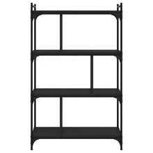 Estante vidaXL com 4 níveis, preta, 76x32x123 cm, em madeira engenheirada. - Preto - Ver 4