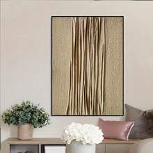 Handcrafted Beige Abstract Oil Painting Canvas - Minimalist Modern Wall Art, Frameless Decorative Panel For Living Room, Bedroom, Home Office - Chic Textured Interior Design, Indoor/Outdoor Use, Room Decor - Multicolor - View 5