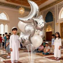 一套10个开斋节月亮星星漂浮气球装饰套装，派对背景墙装饰 - 彩色 - 查看 9