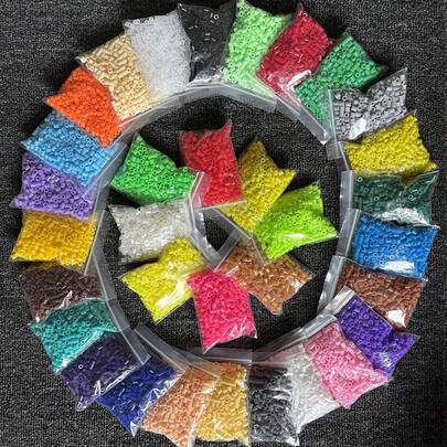 Kit de cuentas Perler, cuentas de fusión para manualidades, disponible en 24/48/72/96 colores, incluye una placa base transparente, cuentas de arte de píxeles 3D, perfecto para manualidades DIY y como regalos de Navidad/cumpleaños.