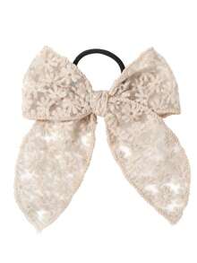 Milky White Bow Hair Scrunchie, European And American Lace, Elegant Lady, Transparent Ribbon, Internet Celebrity Girl Hair Accessory