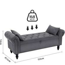 Ottoman Storage Bench,Sofa Bench,Foot Rest Stool,Velvet End Of Bed Bench,Storage Box With Lid, Entryway Bench,168 KG Load Capacity - Dark Grey - View 7