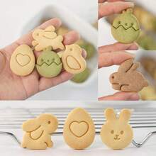 8件套复活节饼干模具套装，包含3D兔子、小鸡、彩蛋、爱心和小鸟形状，塑料烘焙工具套装，适合春季烘焙、DIY饼干模具，是复活节彩蛋寻宝派对礼物、家庭聚会礼品的理想之选。 - 彩色 - 查看 5