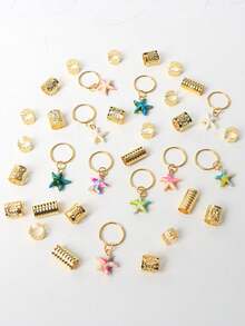 35 piezas Clips para el cabello trenzado de mujer, accesorios para el cabello de playa, clips de cabello trenzado únicos para vacaciones de verano, adecuados para uso diario, decoración del cabello, accesorios, clips para el cabello trenzado para festivales, accesorios para la cabeza - Multicolor - Ver 5