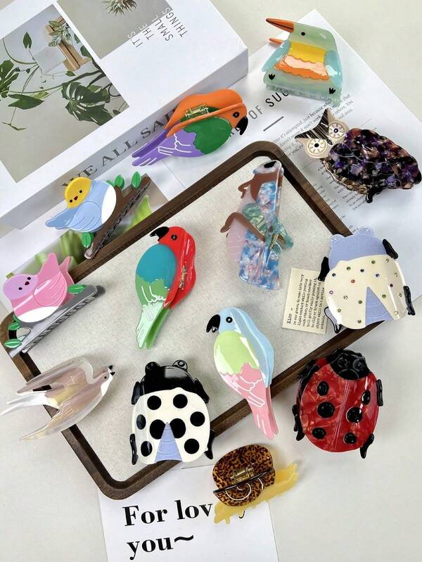 New Acrylic Snail Hair Clips, Unique Creative Design Hair Clips With Star, Sun, Shark Shapes, Cute And Sweet Hair Accessories For Women, Novelty Acrylic Bird, Animal, Shark, Swallow Hair Clips For Bun, Ponytail Women Hair Claws Elegant Claw Clip