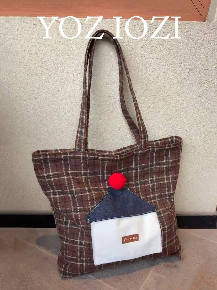 Túi đeo vai cỡ lớn kiểu Hàn Quốc tối giản kẻ caro, đa năng, thích hợp cho công sở, đi làm, đi mua sắm. - Nhiều màu - Xem 1