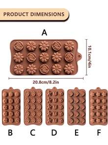 1pc Silicone Chocolate Mold Non-Stick Candy Molds Cookery Moulds For Chocolate, Candy, Jello, Butter, Flower Shapes - Chocolate Brown - View 2
