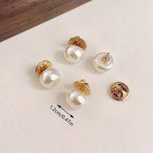 10-Piece Set Of Elegant Round Pearl Buttons- Seamless, Anti-Exposure Collar And Bra Buttons, Suitable For Shirts And Cardigans- White/Black - 白色 - 查看 2