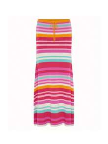 Women's Two-Piece Skirt Set, New For Summer, Featuring A Striped Sleeveless Camisole Top And A Slim-Fitting Long Skirt, Perfect For Y2K-Style Vacation And Casual Outings. - 紅色 - 查看 5