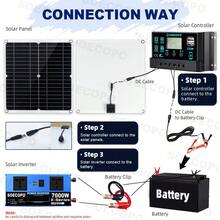 7000W太阳能系统电源套件，12V/24V双电压液晶显示逆变器，100A控制器，300W面板，适用于家庭/房车/露营电源站 - SEP-11K-E7000 - 查看 7