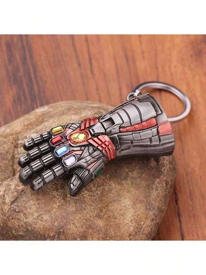  1 chiếc móc khóa kim loại hình Siêu anh hùng Marvel Avengers: Người Sắt, Găng tay Đá Vô Cực, Nắm đấm Thanos, Móc khóa xe hơi sáng tạo