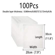 100个透明塑料服装包装袋，带哑光拉链，适用于清洁和运输T恤、衬衫、文件、毛巾、袜子、玩具、鞋子等物品，实用旅行袋，双层厚度0.069毫米（2.72密耳），50个/包，可重复密封和清洗的收纳袋 - 快速、轻便、多用途的衣物、T恤、裤子收纳袋，防水衣物整理袋，衣物收纳袋，衣物袋打包袋，旅行必备，旅行收纳袋 - 無色 - 查看 19