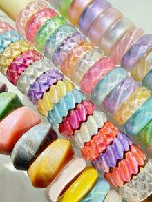 20/15/12/10/7/5/3/1pc(S) 随机颜色几何不对称波浪心形激光树脂手链,适合作为礼物送给朋友 - 彩色 - 查看 5