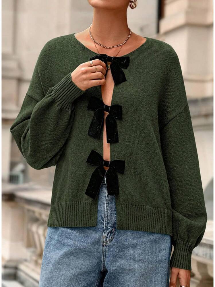 Twinkle Tots Bow Tie Front Cardigan - Teen Girls Fall Winter 2026