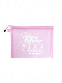 Funny Canvas Cosmetic Bag ,Printed With "Beautiful" Mesh Bag,- Lightweight Foldable Zipper Makeup Bag | Easy To Clean, Multi-Functional Makeup Case, Suitable For Travel And Holiday Gifts, Cosmetic Storage Bag, Mini Makeup Bag, Travel Makeup Bag - Multicolor - View 15