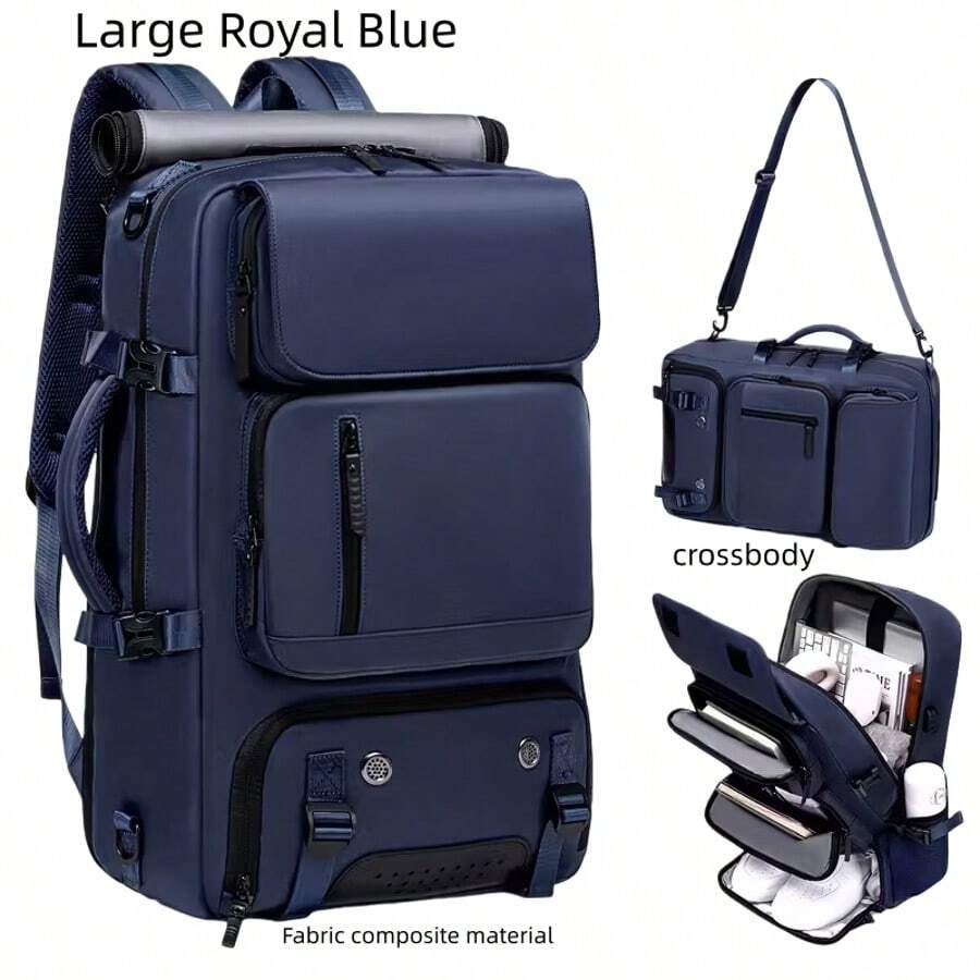 Mochila de viaje para mujer, mochila personal de gran capacidad, mochila aprobada por aerolíneas con compartimento para zapatos, mochila para portátil de 17 pulgadas, bolsa de trabajo, gimnasio y fin de semana, convertible a mochila y bolso de hombro - azul real - Ver 1