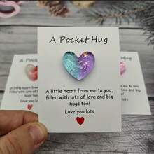 Miniature Resin Heart-Shaped Embrace Card With Gradient Butterfly Embrace Design, An Encouraging Keepsake Gift For Family And Friends. Made Of Wood, Feather-Free, Perfect For Christmas, Easter, Thanksgiving, And Other Greeting Card Holders. - Nhiều màu - Xem 5