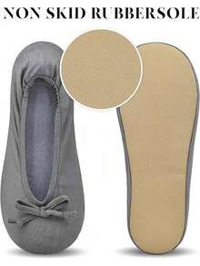 EstiloKeyela Pantuflas De Bailarina Para Mujer Con Lazo Suave Y Suela De Gamuza, Antideslizantes, Para DormitorioVersióN Mejorada - Gris - Ver 6
